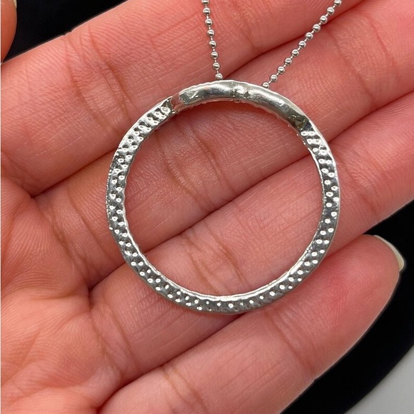 A Silver Tone Rhinestone Embellished Circle of Life Pendant Necklace - Picture 3 of 7